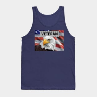 Patriotic United States Veteran American Eagle and Flag Art Tank Top